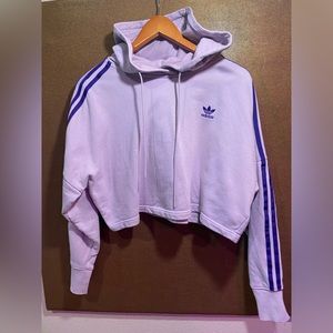 Adidas Originals Cropped Trefoil Hoodie – Light Purple XS/Small (Oversized Fit)